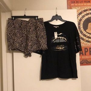 SOLD!! deal NWT express sequins shirt with NWOT APT9 shorts